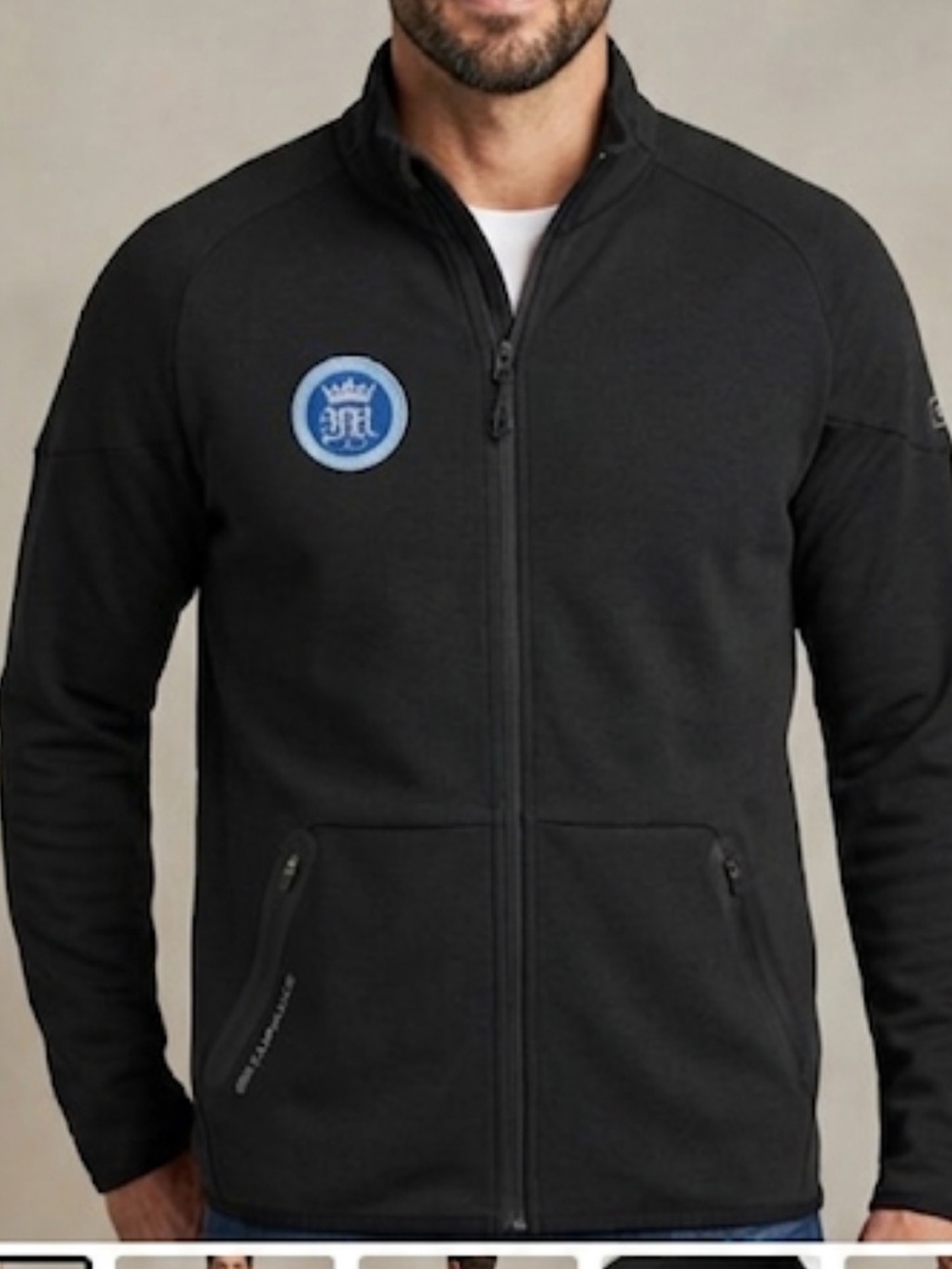 OGIO NWT Black Full Zip Jacket Blue Patch Logo Lightweight Layering Jacket